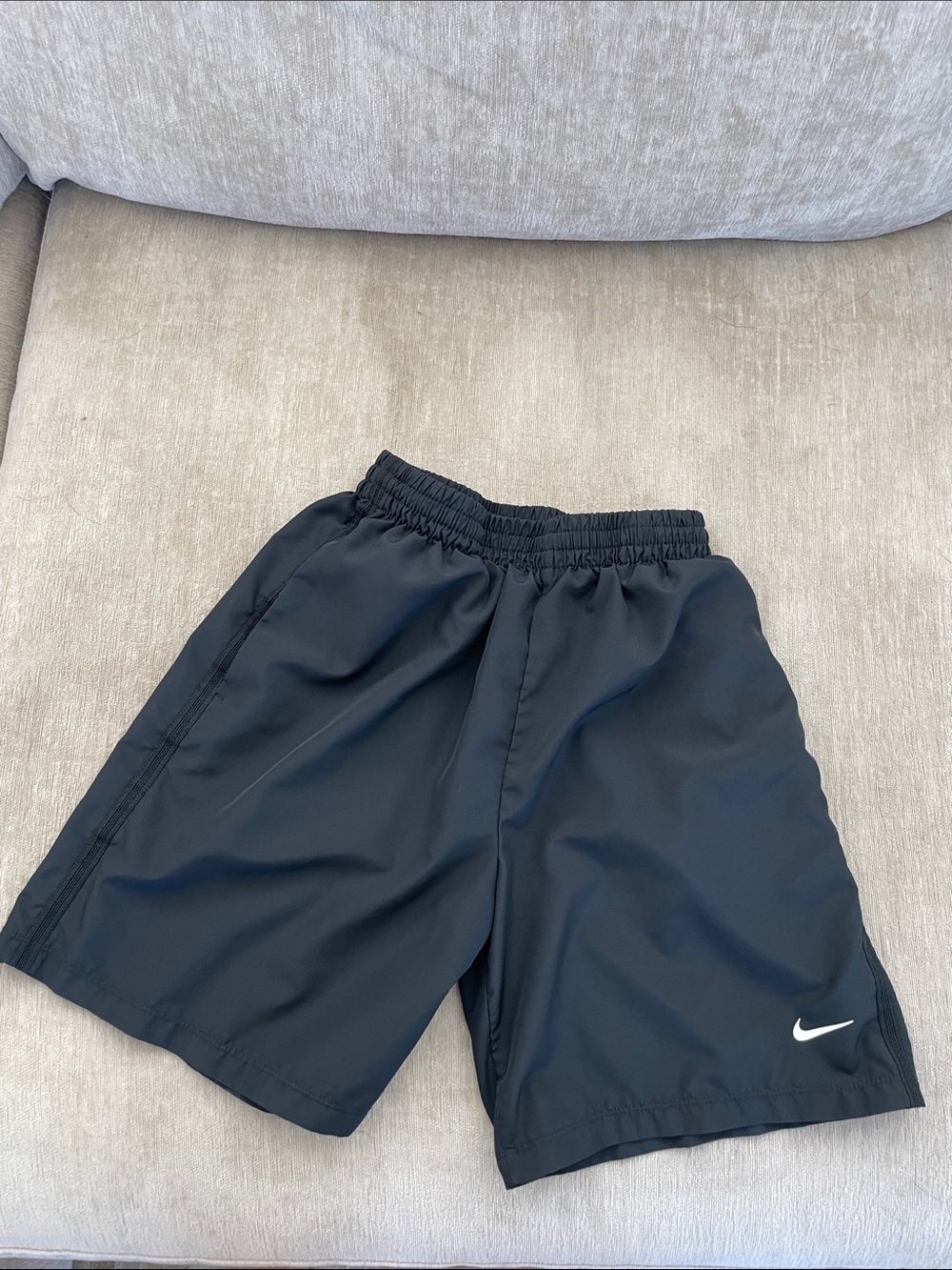 Nike Black Athletic Shorts with White Swoosh